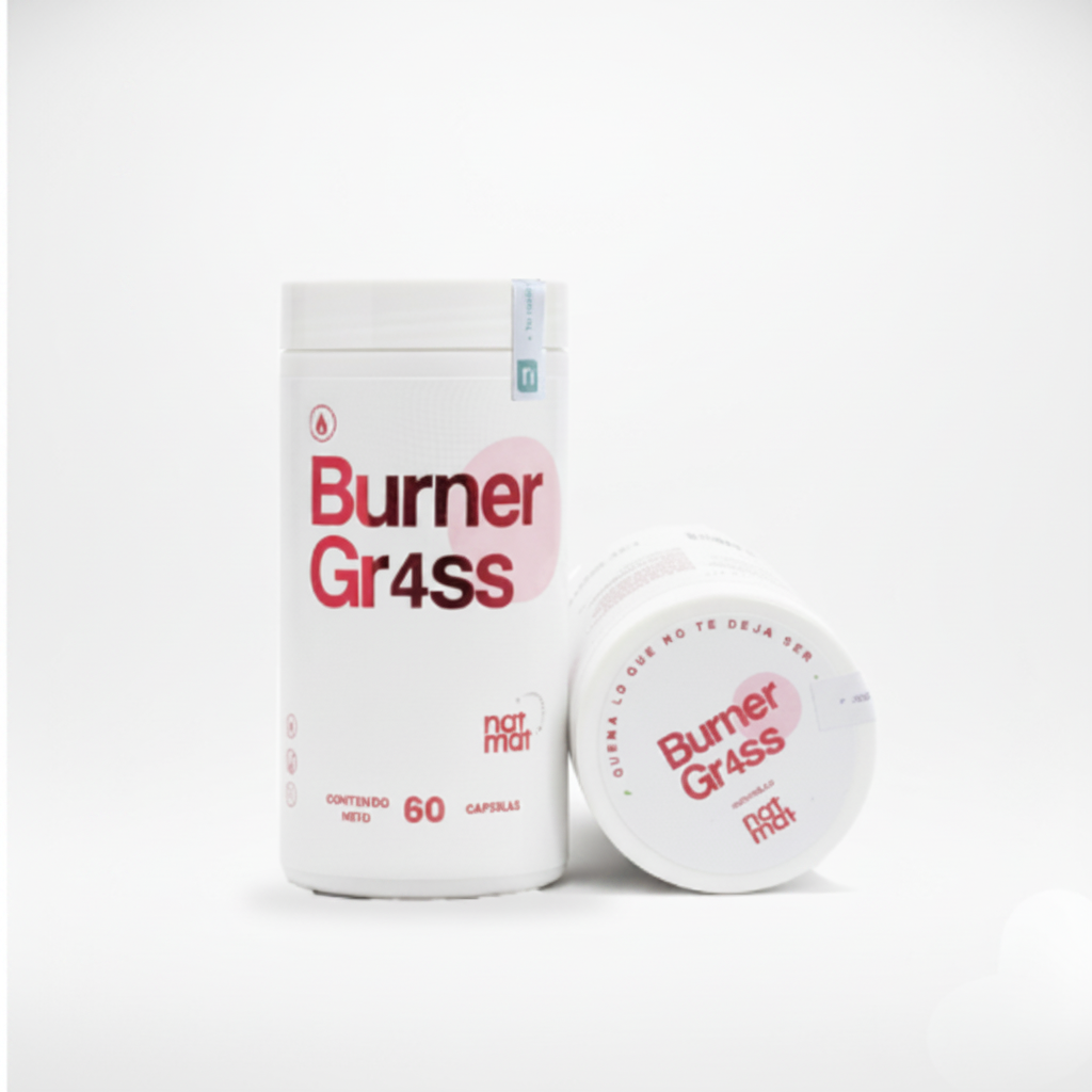 Detalle de las cápsulas Burner Gr4ss NatMat, fórmula amigable con las hormonas