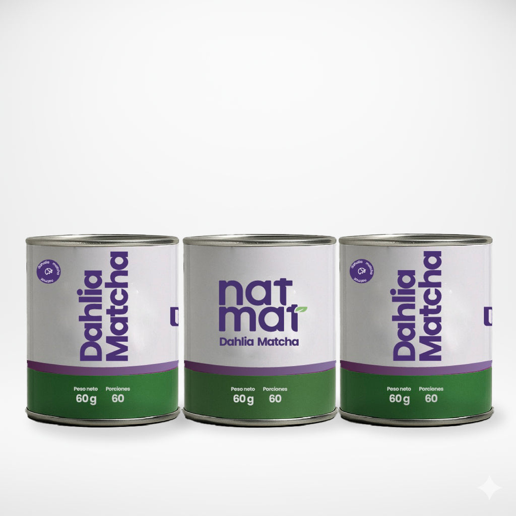 Pack x3 Matcha Dahlia NatMat, ahorro en té verde premium de 60 g para energía y enfoque
